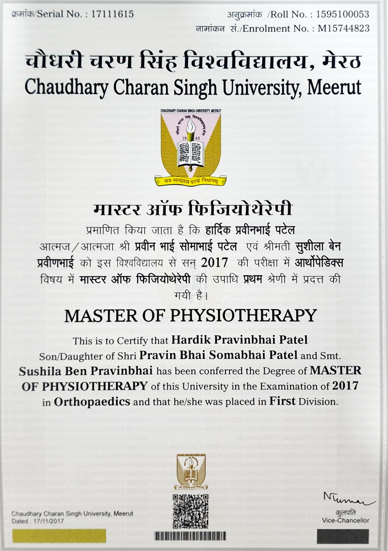 Master of Physiotherapy (MPT) Degree